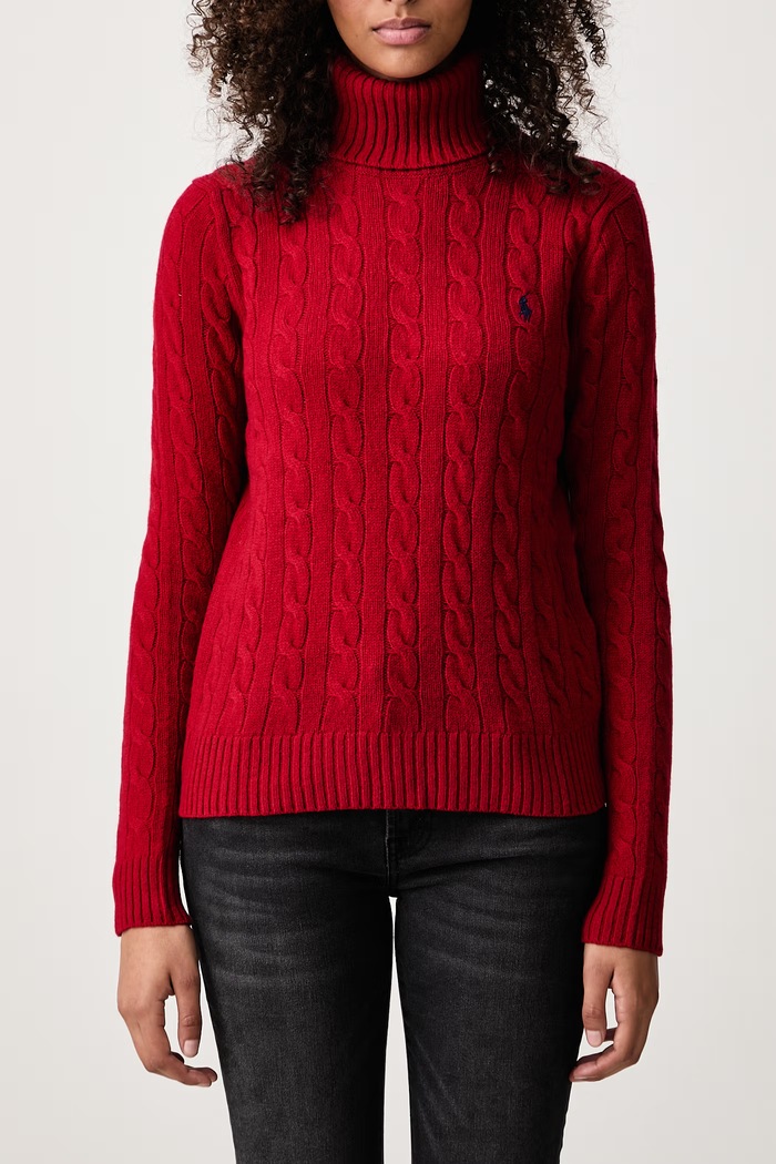 Sweter damski wełniany Polo Ralph Lauren czerwony 211888686