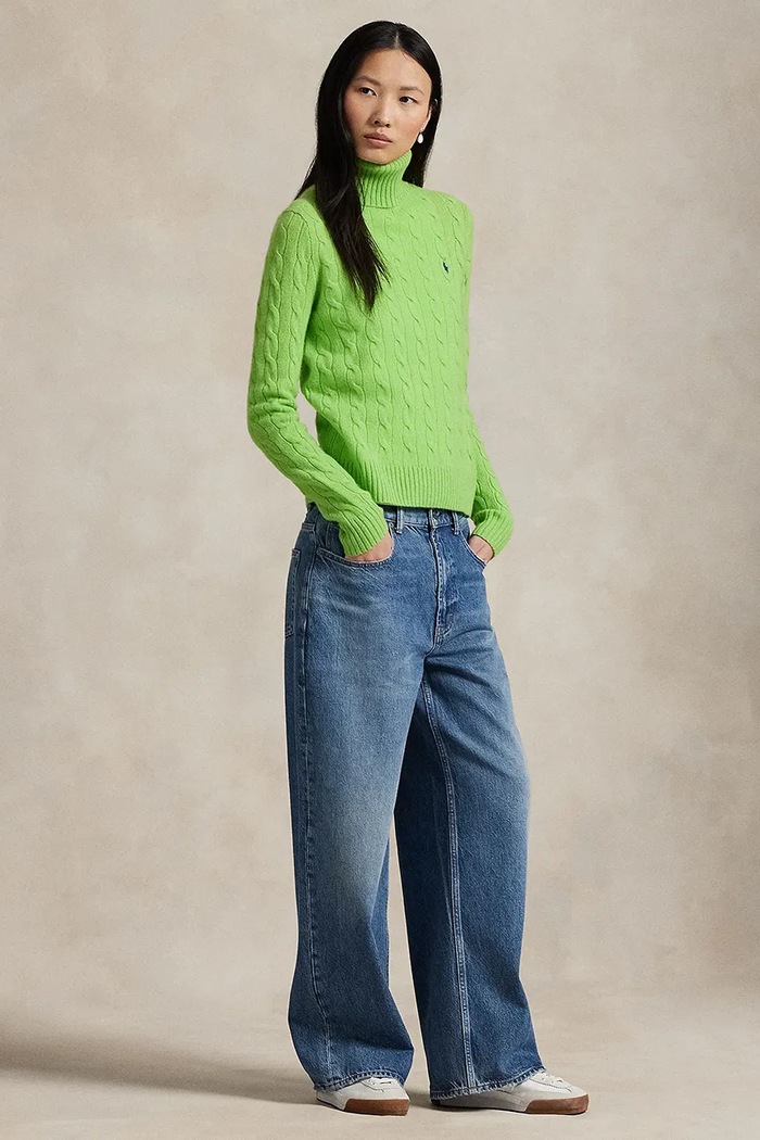 Odzież Polo Ralph Lauren sweter damski wełniany 211888686 zielony