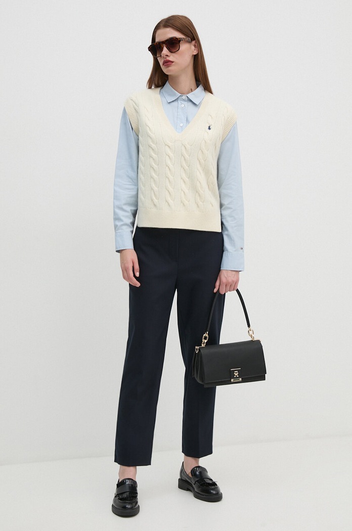Polo Ralph Lauren kamizelka wełniana 211949994 beżowy AW24