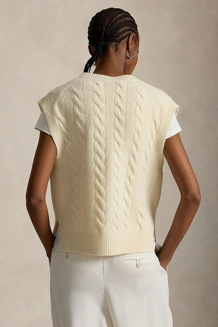 Polo Ralph Lauren kamizelka damska wełniana 211949994 beżowy AW24