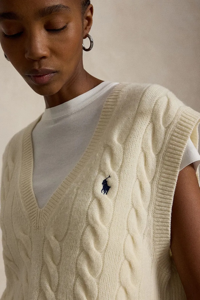 Polo Ralph Lauren kamizelka damska wełniana beżowy 211949994