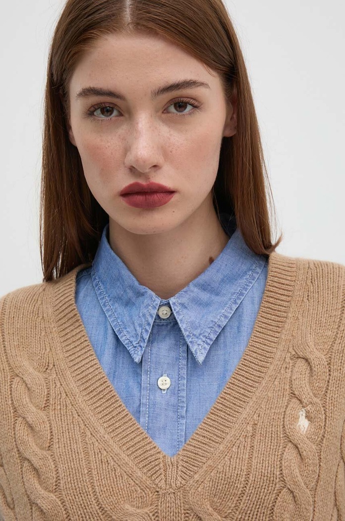 Polo Ralph Lauren kamizelka wełniana damska beżowy 211949994