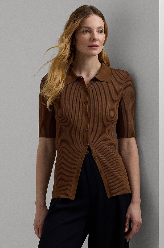 Kardigan Lauren Ralph Lauren propínací hnědá 200943864