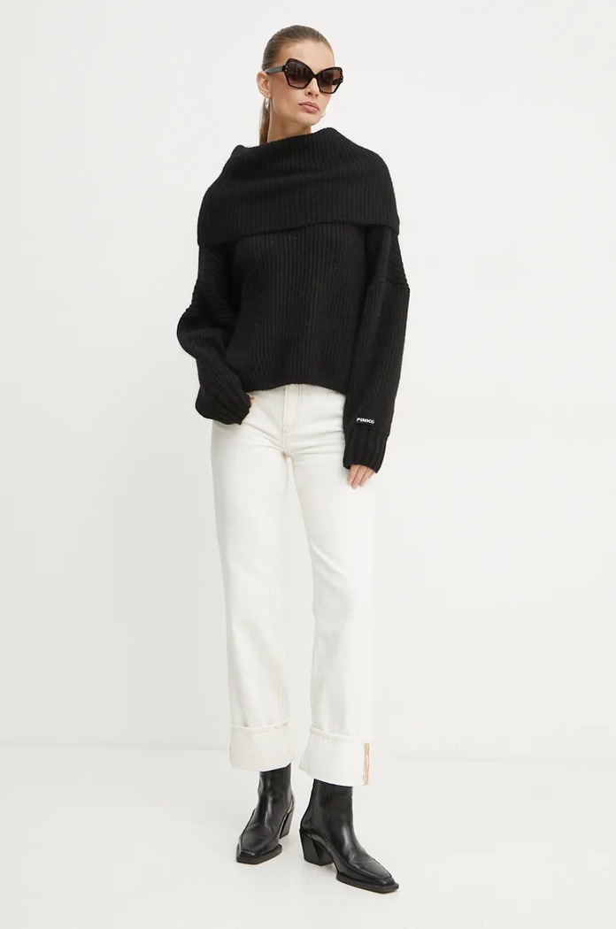 Pinko sweter z domieszką moheru 104493.A282 czarny AW24