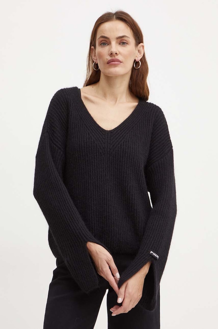 Pinko sweter z domieszką wełny szpic czarny 104492.A282