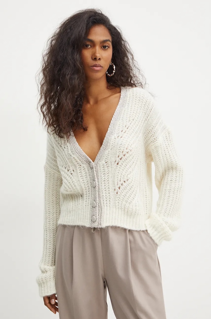 Liu Jo cardigan din amestec de lana uni bej WF4529.26054