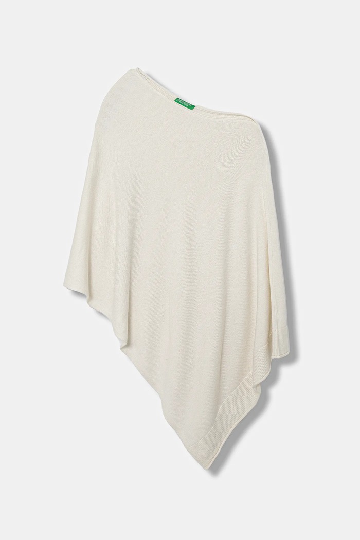 United Colors of Benetton Poncho con aggiunta di lana beige 1235DU01A