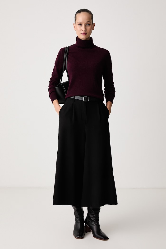 United Colors of Benetton Pulover cu guler înalt pentru femei din lână 1002D2348 burgundia SS26