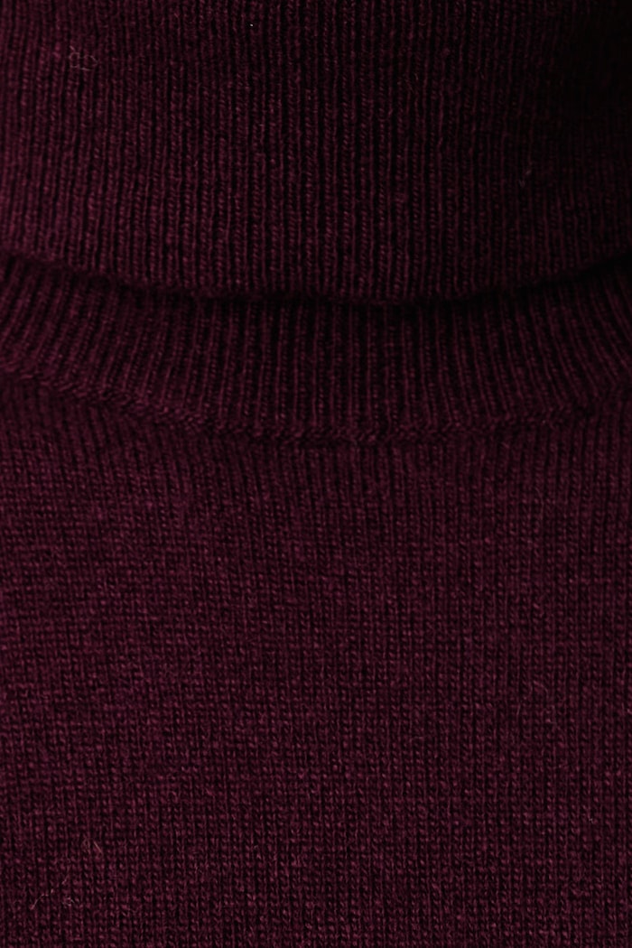 Pulover cu guler înalt pentru femei din lână United Colors of Benetton burgundia 1002D2348