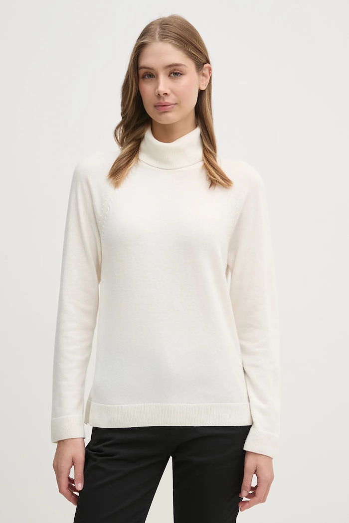 United Colors of Benetton sweter z dodatkiem wełny z domieszką wełny beżowy 1035D2551