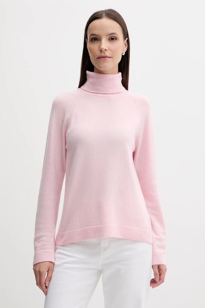 United Colors of Benetton sweter z dodatkiem wełny golf różowy 1035D2551