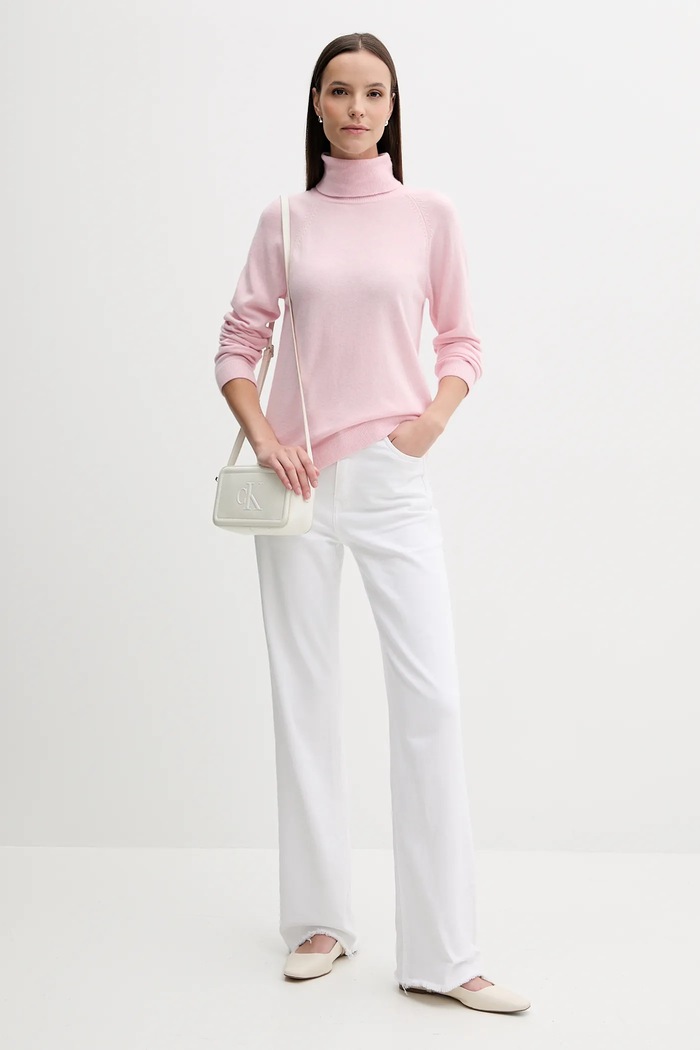 United Colors of Benetton sweter z dodatkiem wełny 1035D2551 różowy AW25