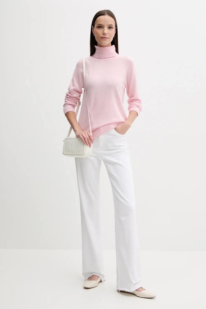 United Colors of Benetton sweter z dodatkiem wełny 1035D2551 różowy AW25