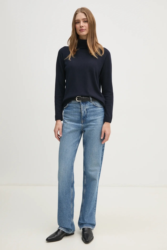 United Colors of Benetton sweter z dodatkiem wełny 1035D2551 granatowy AW25