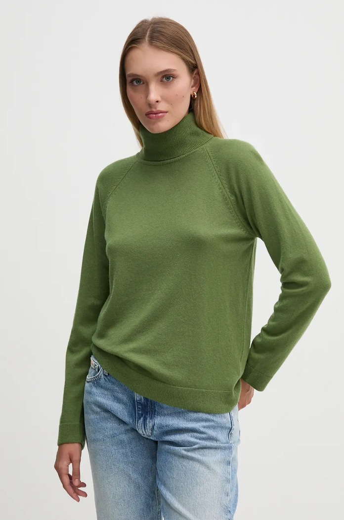 United Colors of Benetton sweter z dodatkiem wełny z domieszką wełny zielony 1035D2551
