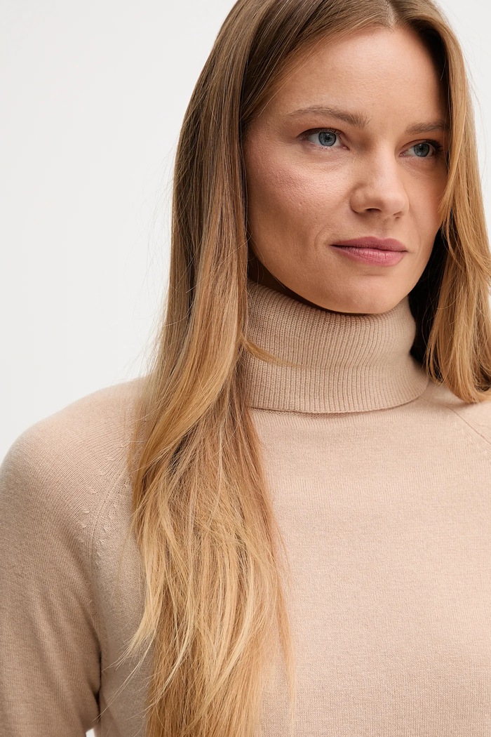 United Colors of Benetton sweter z dodatkiem wełny beżowy 1035D2551