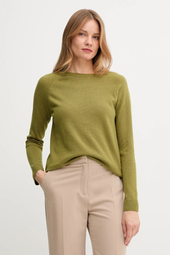 United Colors of Benetton gyapjúkeverék pulóver zöld 1035D1P17