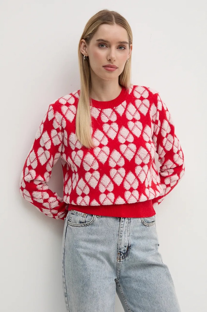 Пуловер с вълна United Colors of Benetton с вълна червен 1032E10BI