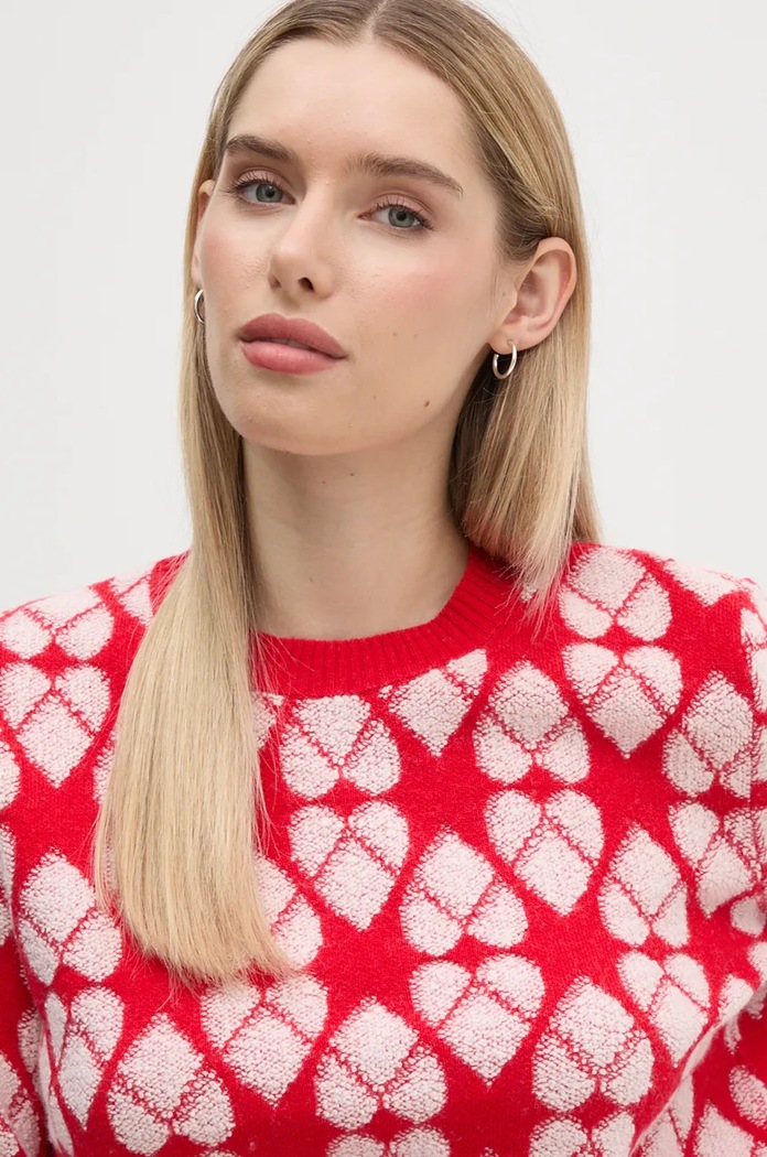 Пуловер с вълна United Colors of Benetton червен 1032E10BI