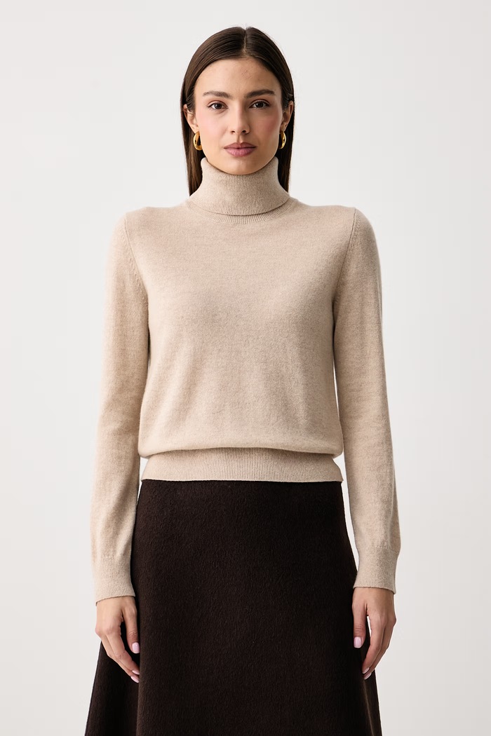 United Colors of Benetton Sweter damski kaszmirowy beżowy 1033D202D