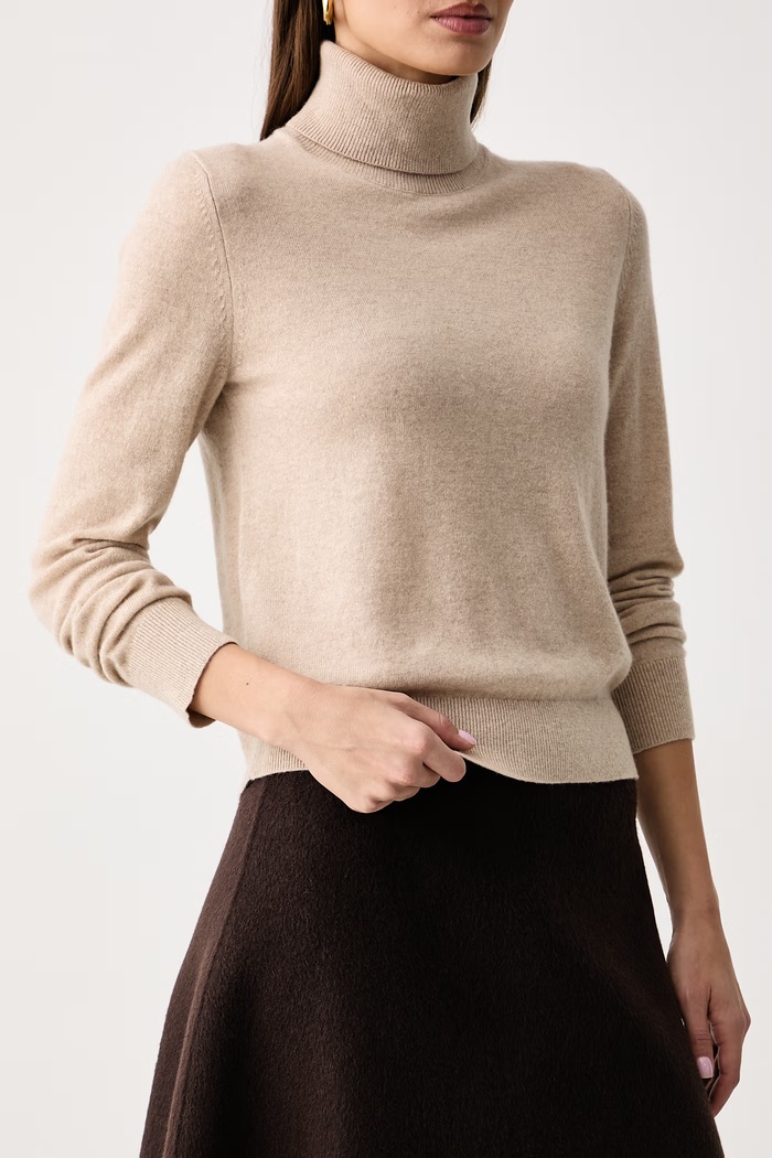 Sweter damski kaszmirowy United Colors of Benetton 1033D202D beżowy
