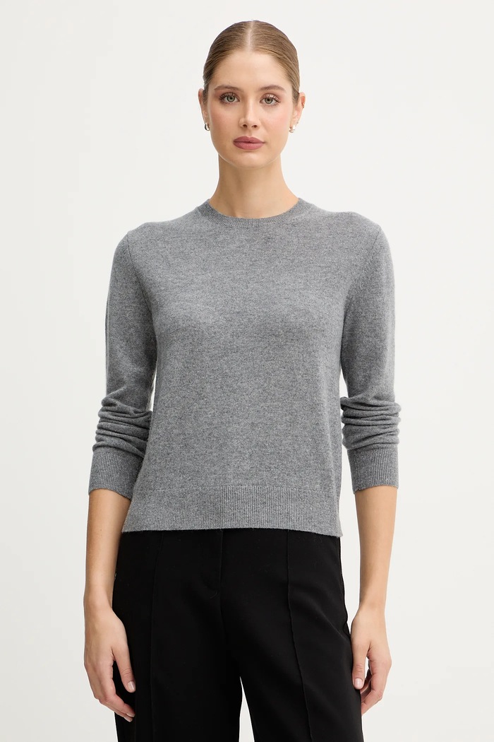 United Colors of Benetton sweter kaszmirowy okrągły szary 1033D107P