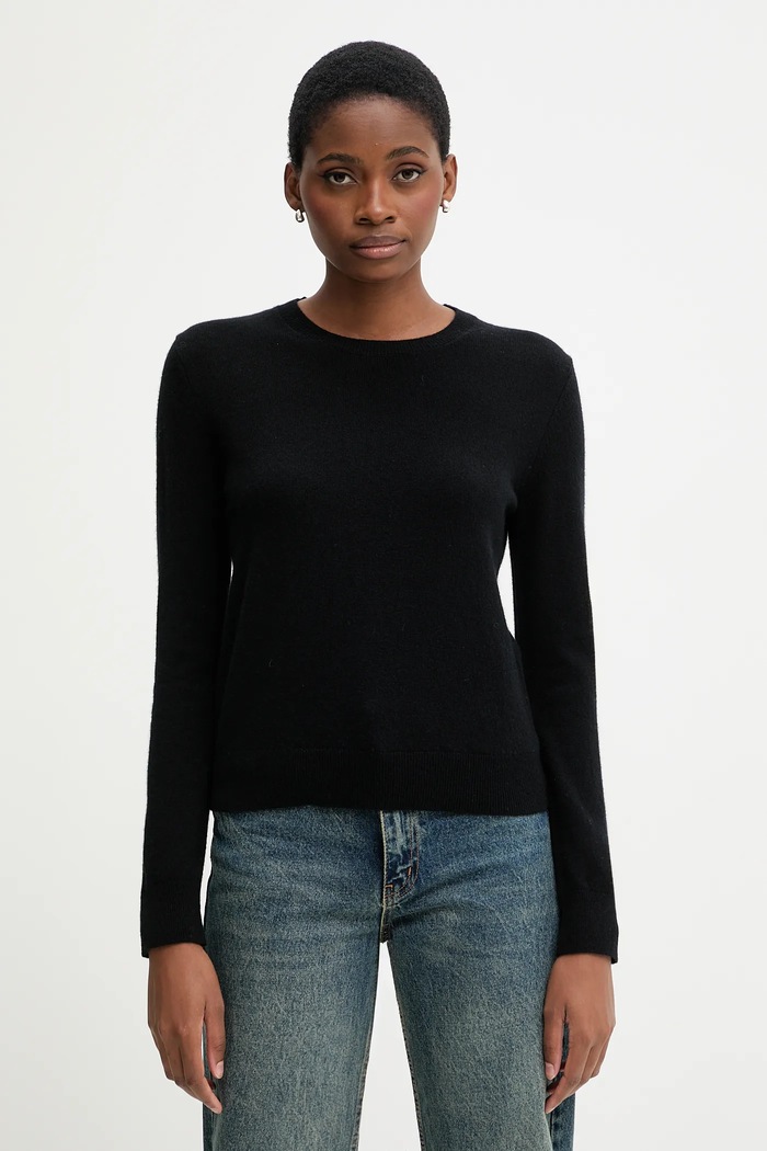 United Colors of Benetton sweter kaszmirowy okrągły czarny 1033D107P