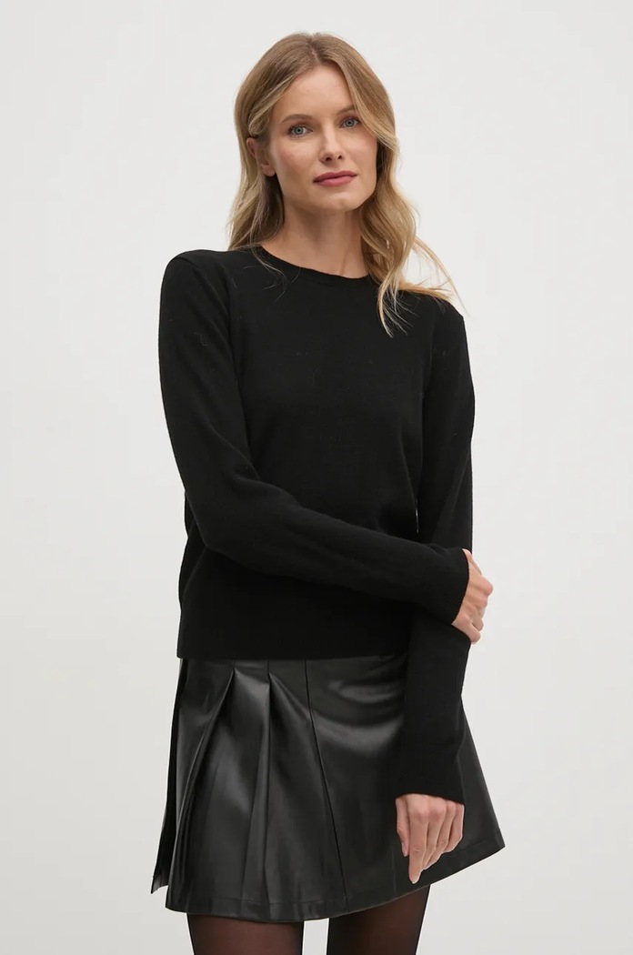 United Colors of Benetton sweter kaszmirowy okrągły czarny 1033D107P