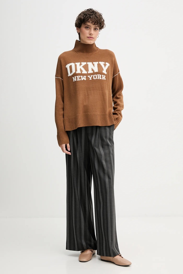Dkny maglione DJ4R0386 marrone AW25