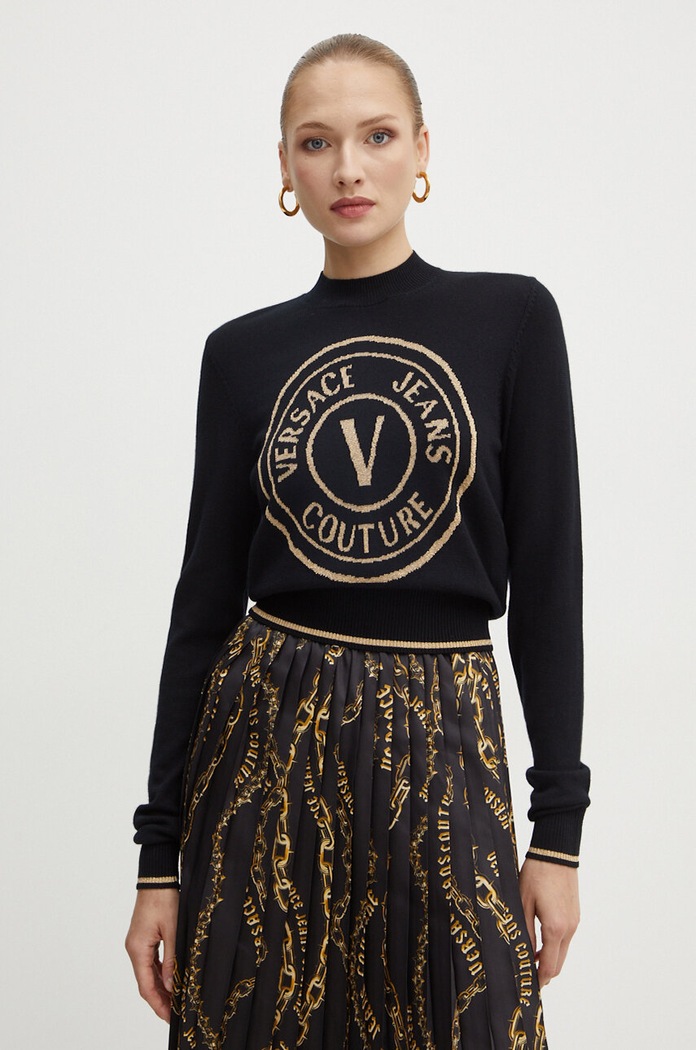 Vlnený sveter Versace Jeans Couture vlna čierna 77HAFM21.CM45H