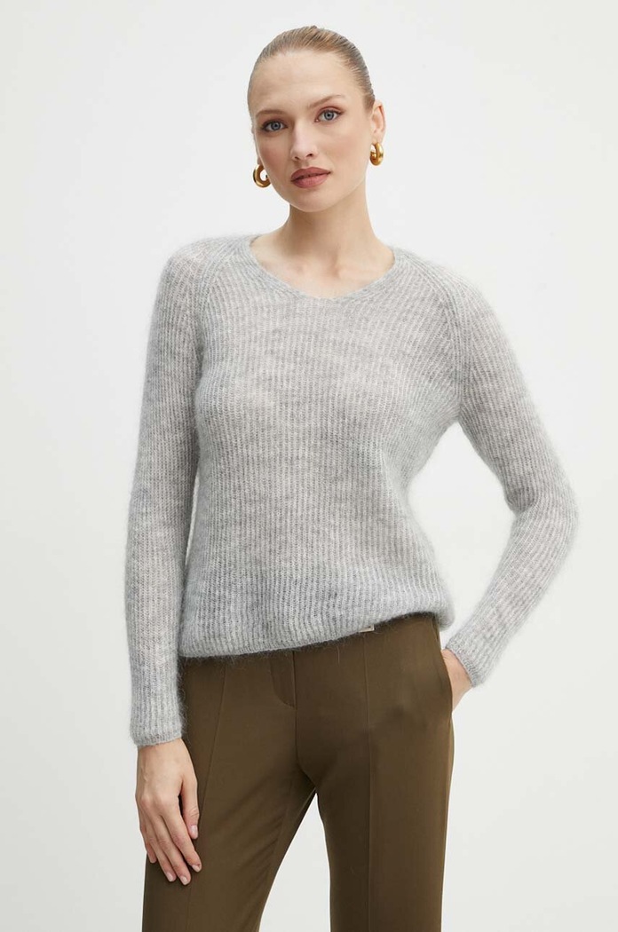 Max Mara Leisure sweter wełniany szary 2426366118600