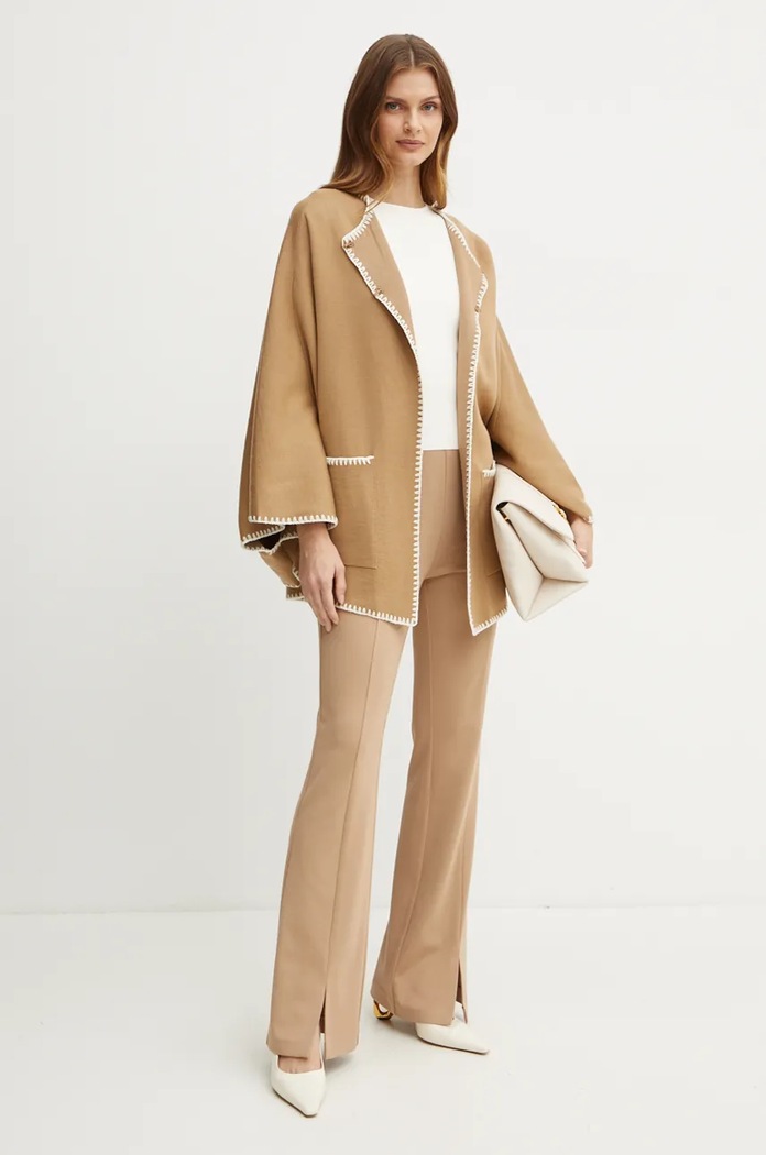 Вълнена жилетка Luisa Spagnoli MEGLIO 58467 бежов AW24