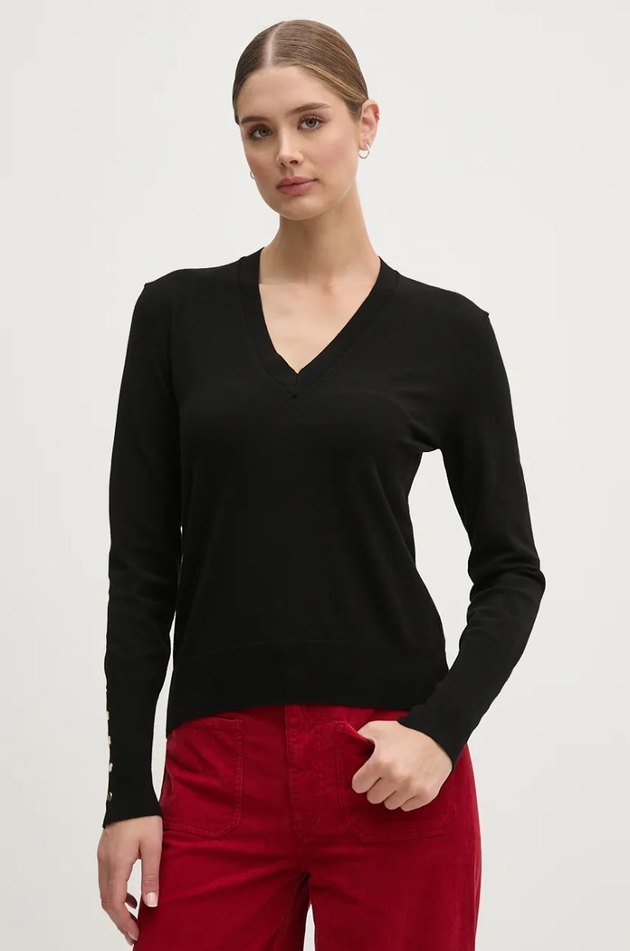 Пуловер United Colors of Benetton шпиц черен 104HD402A