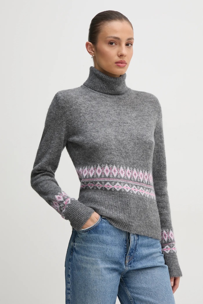 Pulover s dodatkom vune United Colors of Benetton Planet friendly siva 1126E203J