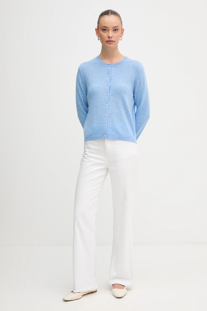 United Colors of Benetton Kardigan dámský vlněný 1002D501U modrá AW25