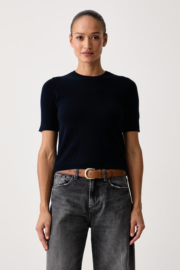 United Colors of Benetton Maglione a maniche corte da donna in lana blu navy 1002D10D2