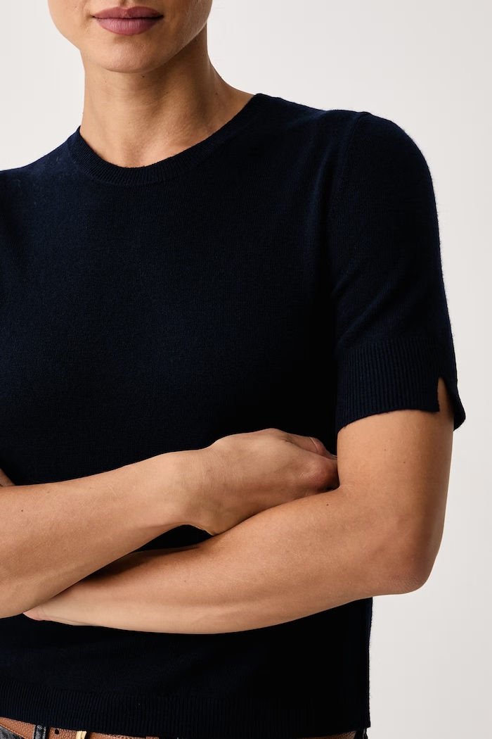 Maglione a maniche corte da donna in lana United Colors of Benetton 1002D10D2 blu navy
