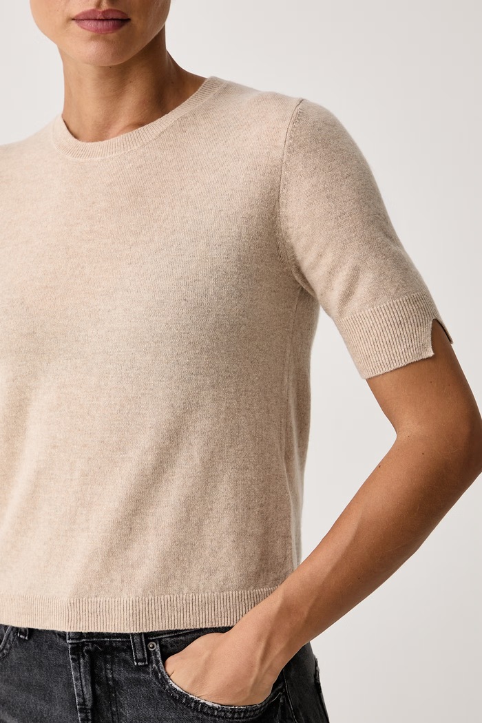Maglione a maniche corte da donna in lana United Colors of Benetton 1002D10D2 beige