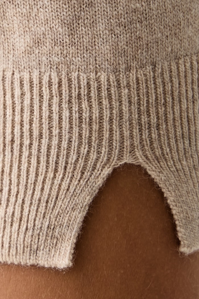 Maglione a maniche corte da donna in lana United Colors of Benetton beige 1002D10D2