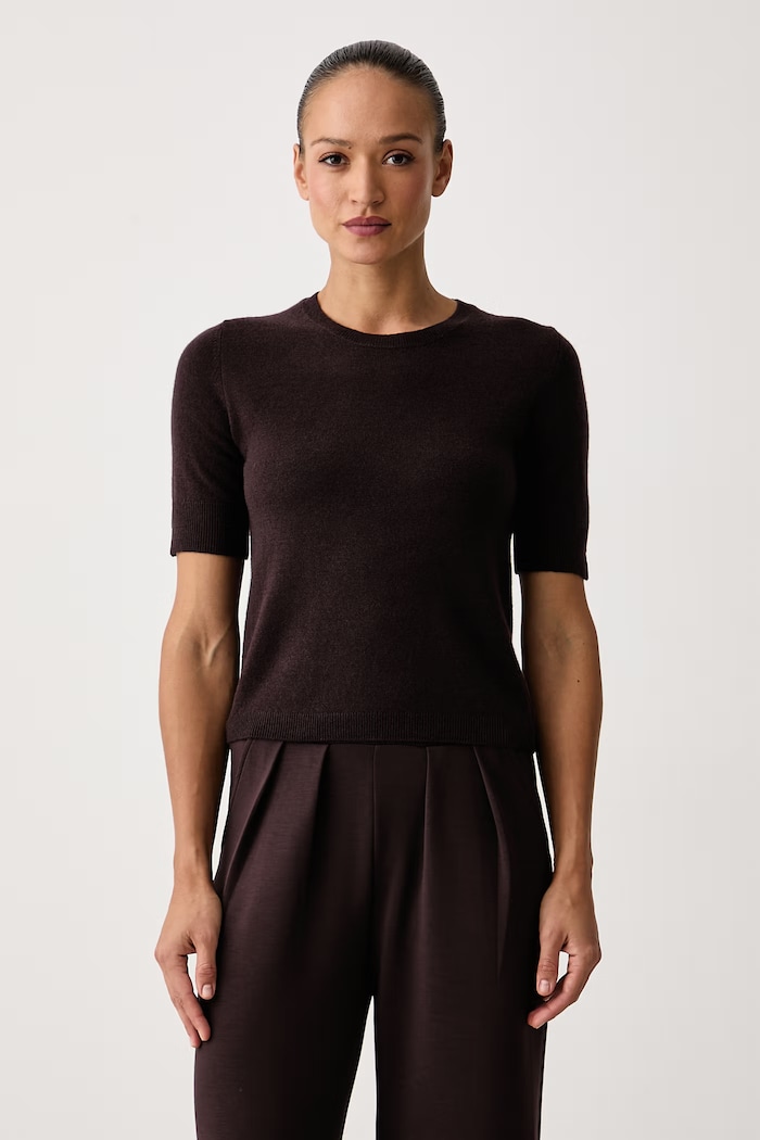 United Colors of Benetton Maglione a maniche corte da donna in lana marrone 1002D10D2