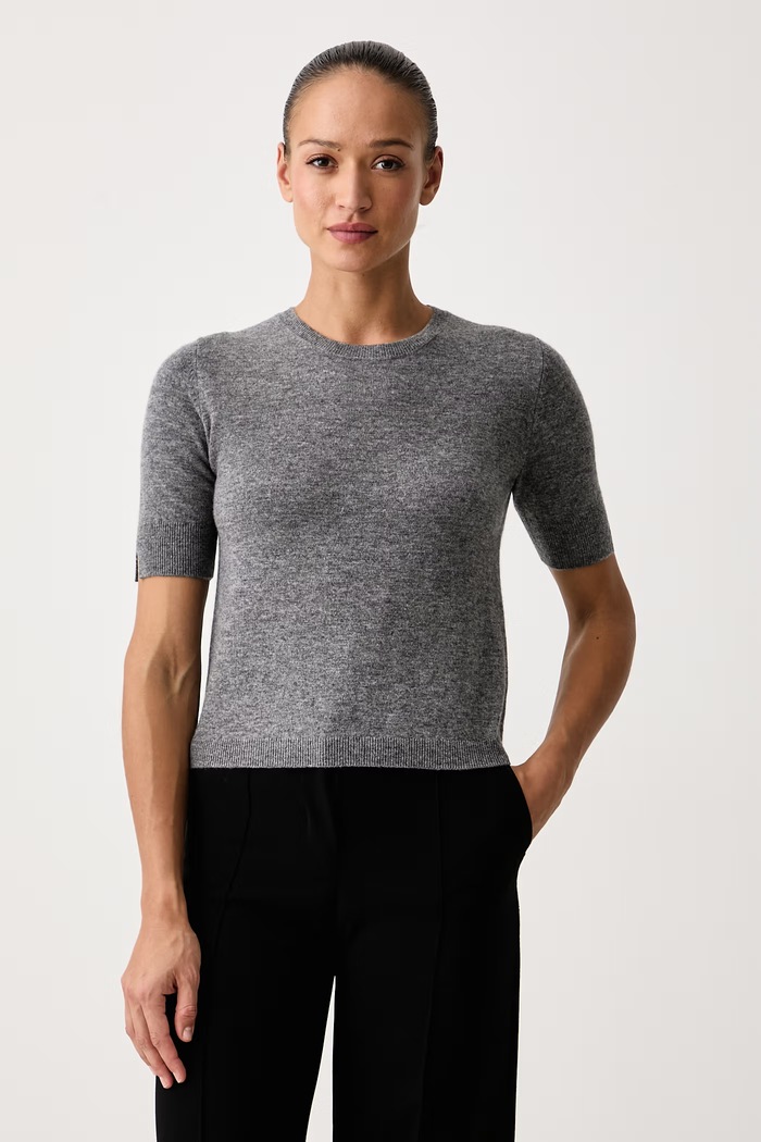 United Colors of Benetton Maglione a maniche corte da donna in lana grigio 1002D10D2