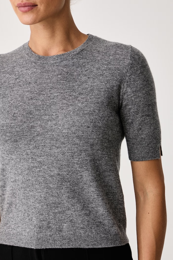 Maglione a maniche corte da donna in lana United Colors of Benetton 1002D10D2 grigio