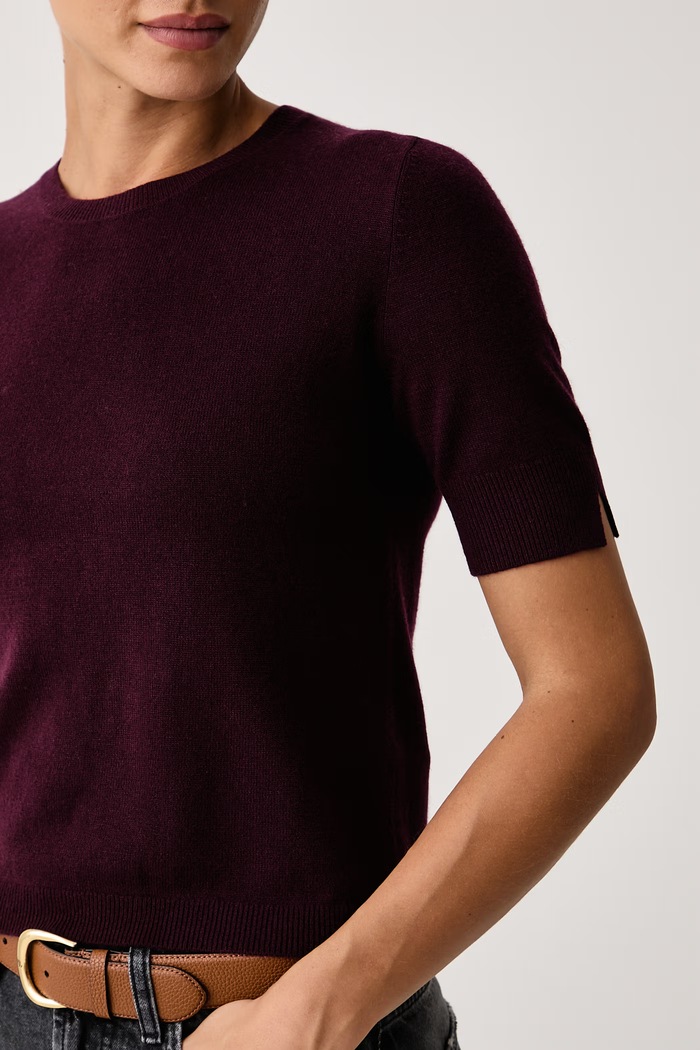 Maglione a maniche corte da donna in lana United Colors of Benetton 1002D10D2 granata