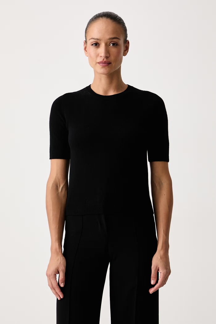 United Colors of Benetton Maglione a maniche corte da donna in lana nero 1002D10D2