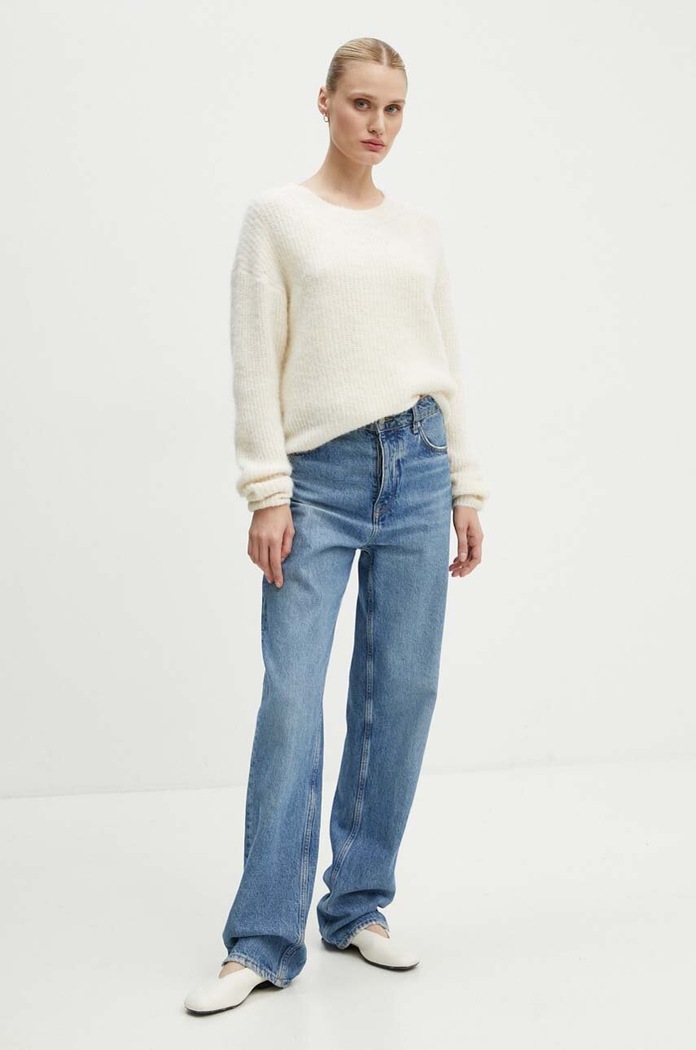 American Vintage sweter z domieszką wełny EAST18FCH24 beżowy AW24