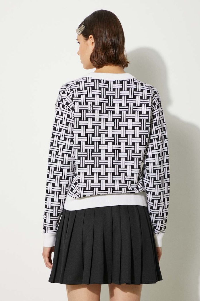 Svetr s příměsí vlny Kenzo Weave Cardigan FE62CA4723CA.02 bílá AW24