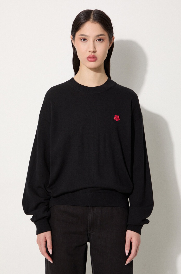 Vlněný svetr Kenzo Rws Boke Crest Jumper kulatý černá FE62PU4893LB.99J