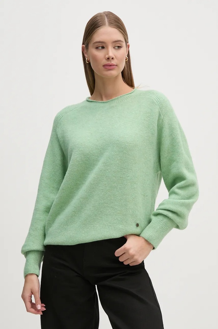 Pepe Jeans sweter z domieszką wełny IRMA CREW NECK zielony PL702192