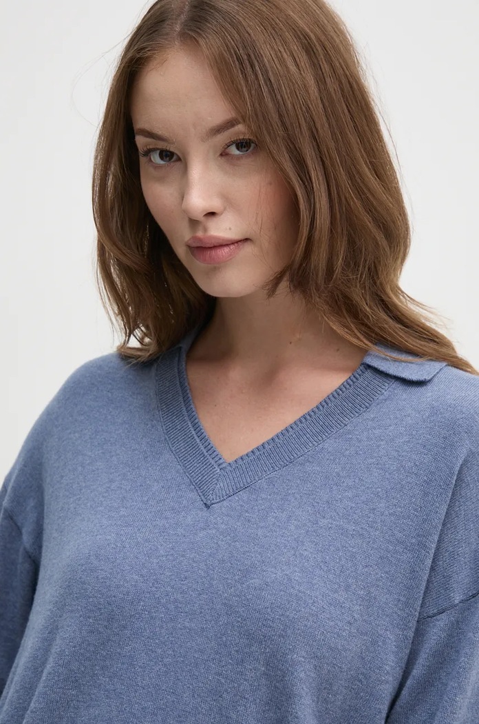 Svetr z vlněné směsi Pepe Jeans ISELA POLO modrá PL702222