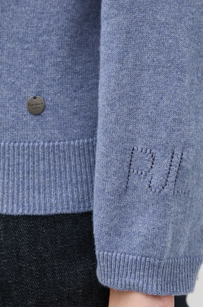 Svetr z vlněné směsi Pepe Jeans ISELA POLO PL702222 modrá